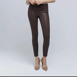 L'AGENCE Coated Brown Skinny Jeans with Sleek Modern Cut